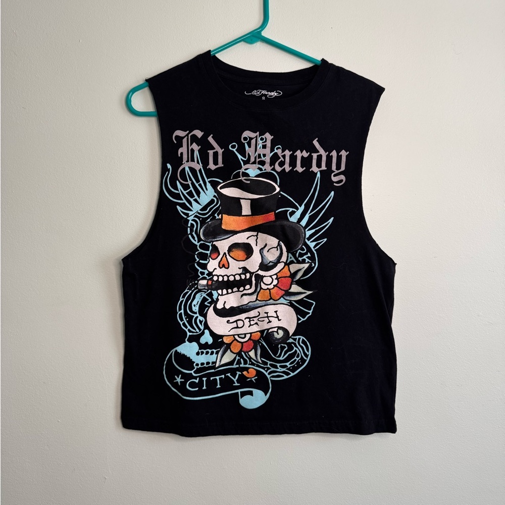 Ed Hardy Black Graphic Tank Top (S)